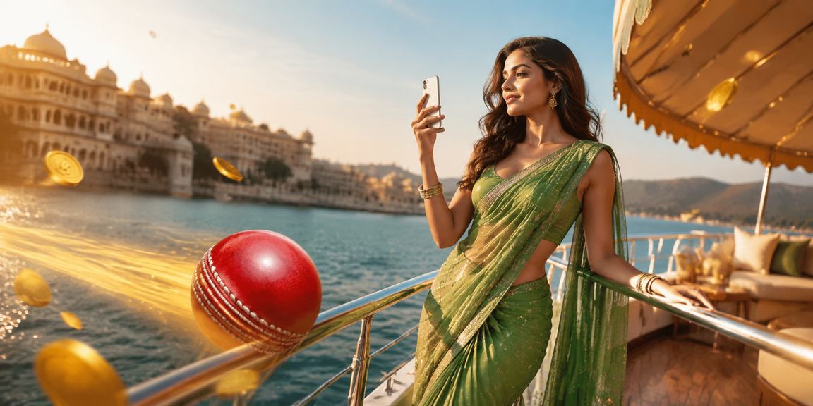 Indian woman enjoying cricket betting responsibly